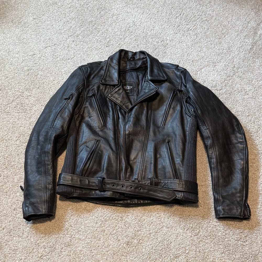 UNIK Leather‎ Apparel Womens Black Leather Motorcycle Jacket Thinsulate Size 40